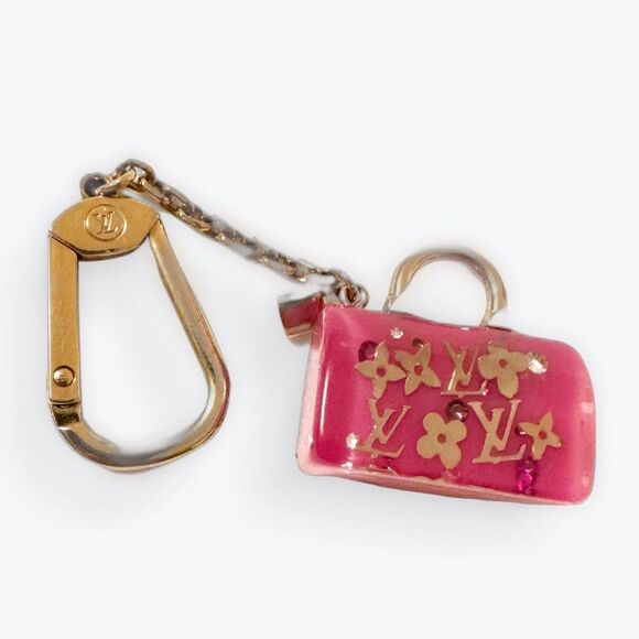 Louis Vuitton Bag Charm Pink Gold Pomme D’Amour Inclusion Speedy Keychain Auth - Picture 7 of 16